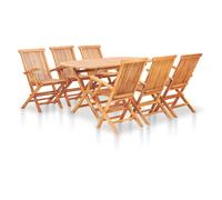 7 Piece Solid Teak Wood Folding Outdoor Dining Set Table and Chair vidaXL