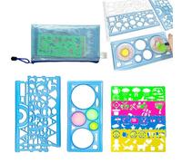 7-Piece Stencil Set for Children, Letter Stencils & Circle Stencils with, Drawing Stencils for Painting, Crafts & Technical Drawing, Includes Mesh Bag, Blue
