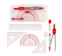 7 Piece Student Geometry Set, Boxed, Red