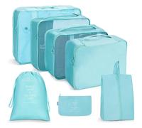 7-Piece Suitcase Organiser Set, Packing Cubes for Clothes, Packing Bags, Travel Cubes, Clothes Bags with Shoe Bag, Cosmetic Bag, Laundry Bag, Travel Organiser for Holiday and Home