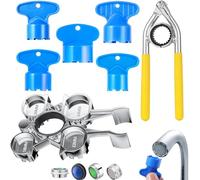 7-Piece Tap Aerator Removal Tool, Aerator Removal Tool, Faucet Aerator Tool Kit, Kitchen Tap Aerator Removal, Tap Cartridge Removal Tool, Faucet Wrench Set with Alloy Handle, 8×140mm to 24mm Size Ran