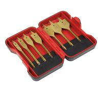 Loops 7 Piece Titanium Coated Flat Wood Drill Bit Set - 1/4" Hex Shank - Storage Box Loops Multicolor