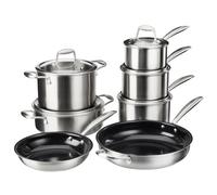 Cooks Professional 7 Piece Tri-Ply Cookware Set | 3 x Saucepans, 2 x Frying Pans, Saute Pan & Stockpot | Compatible with All Hobs Inc Induction & Oven Safe