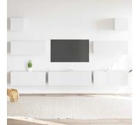 7 Piece TV Cabinet Set White Engineered Wood