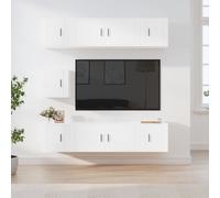 7 Piece TV Cabinet Set White Engineered Wood