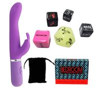 7 Piece Ultimate Couples Bedroom Gift Set, Rabbit Vibrator with 10 Modes, Foreplay Dice Set Sex Position Dice, Bedroom Commands Card Game Couples Intimacy Set