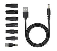 7-Piece Universal Electric Shaver Charger Kit, Black Razor Charger Cord Compatible with Philips, Wahl, Braun & More, USB Shaver Charger Cable for Men's Razors & Trimmers, Bathroom & Travel Essential.