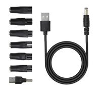 7-Piece Universal Electric Shaver Charger Kit, Black Razor Charger Cord Compatible with Philips, Wahl, Braun & More, USB Shaver Charger Cable for Men's Razors & Trimmers, Bathroom & Travel Essential.