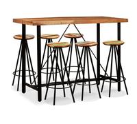 (7 piece) vidaXL Bar Set Kitchen Dining Table and Stools Solid Acacia and Reclaimed Wood