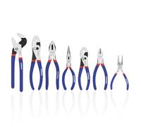 7-Piece WORKPRO Pliers Set with Groove Joint, Long Nose, Slip Joint, Linesman, and Diagonal Pliers for DIY & Home Use