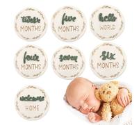 7 Pieces 3D Photo Disc for Announcement Baby Months, Reusable Home Decoration Wooden Photo Accessories for Indoor Growth