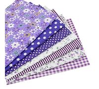 7 Pieces 50 x 50cm Cotton Fabric Bundle,Squares Quilting Fabric Patchwork with Various Pattern,DIY Handmade Projects (Purple)