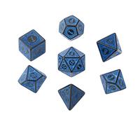 7 Pieces Antique Acrylic Polyhedral Dice DND RPG Role Playing Game Toys Blue, 1.6cm