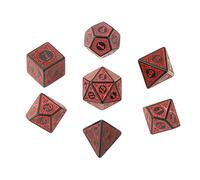 7 Pieces Antique Acrylic Polyhedral Dice DND RPG Role Playing Game Toys Red, 1.6cm