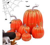 7 Pieces Artificial Pumpkins, Halloween Thanksgiving Autumn Harvest Pumpkin Decorations, Simulation Foam Pumpkin Decorations, For Autumn Wedding, Autumn Birthday, Autumn Theme Party