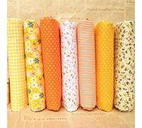 7 Pieces Assorted Pre-Cut Cotton Fabric Bundle, Thick Tabby Charm Squares for Quilting, DIY Crafts, Sewing Projects, 25x25cm(Yellow)