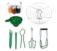 7 Pieces Canning Kit, Stainless Steel Canning Set for Water Bath/Pressure Canner,Jam Making Starter Kit,Including Can Clip, Food Clip, Lid Screwer, Clamp,Lid Lifter,Funnel and Steaming Rack (Green)