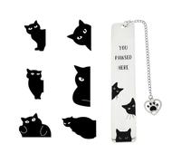 7 Pieces Cartoon Black Cat Bookmarks, Creative Magnetic Bookmarks, Stainless Steel Book Folders, Student Reading Tools.