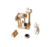 7 Pieces Cat Shelf Playset Dollhouse Miniature Cat Perch Resin Cat Figurines Wooden Decorative Tabletop Accessories Suitable For Shelf Display Photography Props, Style A