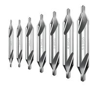 7 Pieces Center Drill Bits Set - 1.0/1.5/2.0/2.5/3.0/4.0/5.0, High Speed Steel 60-Degree Angle Centre Drill Bit, Countersink Tools for Lathe Metalworking (Silver)