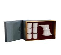 7 Pieces Chinese Ceramic Sake Set, High Quality Retro White Jade Sake Cup Set, Premium Gift Box, Best Gift for Family and Friends, with 6 Sake Cups