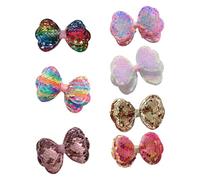 7 Pieces Christmas Glittering Bows Hair Clip Hairpieces Fashion Bows Hairpins For Girls Cartoon Styles Accessories