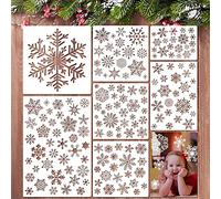 7 Pieces Christmas Snowflake Stencil Template Reusable Plastic Painting DIY Crafts Templates for Window Glass Wall Door Painting Scrapbooking Stamp Album Decorative Embossing Paper Card, 4 Sizes