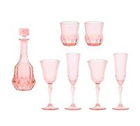 7 Pieces Dollhouse Drink Glass Model Decoration Acrylic for Party Kitchen Pink