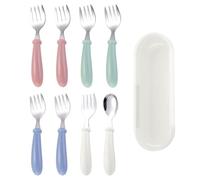 7 Pieces Forks, 1 Piece Spoon and 1 Piece Box, Stainless Steel Tableware, Children's Tableware, Cute Tableware, Kitchen Supplies