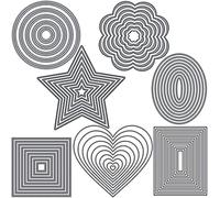 7 Pieces Frame Dies for Card Making Round Circle Embossed Flower Star Oval Hearts Suqare Rectangle Frame Metal Cutting Dies for DIY Scrapbooking Paper Crafting Arts Crafts Die Cuts Stencil Template