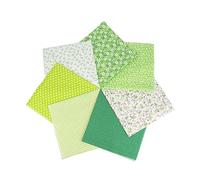 7 Pieces Green Floral Fabric Bundles for Sewing,25cm Square Cotton Fabric for Quilting