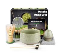 7 Pieces Japanese Matcha Ceremony Kit, Natural Bamboo Matcha Beater, Matcha Bowl, Bamboo Scoop, Strainer, Tea Towel, Whisk Holder, Complete Matcha Set,