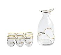 7 Pieces Japanese Sake Set, Glass Sake Glasses Set for Crafts, Japanese Style Wine Cup, Includes 1 Bottle and 6 Cups for Cold/Hot/Hot Coffee or Shoch