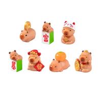 7 Pieces Miniature Rack Capybara Figurine Small Resin Animal Decorative Sculpture and Car Dashboard Display