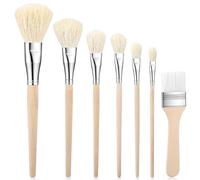 7 Pieces Mop Brush for Acrylic Painting Versatile Blending Brush Glaze Brushes for Pottery Mop Paint Brush with Wooden Handle for Acrylic Watercolor Oil Painting Art Goat Hair Paint Brushes Set