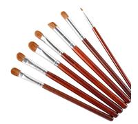 7 Pieces Natural Pony Hair Eye Shadow Brush Set, Wooden Handle Makeup Brushes for Eyebrow, Eye Shadow, Concealer, Nose Shadow, Blending (7 Rosewood Eye Brushes)