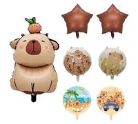 7 Pieces Of Capybara Balloons, Cute Cartoon Aluminum Film Balloons, Photo Background Props, Animal Balloons, Children'S Party Decorations