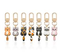 7 Pieces of Cartoon Cat Pendants, Cute Keychains, Creative Cat Theme Pendants, Packaging Accessories.