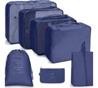 7 Pieces Organized Packing Cube Set, Navy Blue, 7-Piece 150G | Compact, Luggage Organizer, Toiletry Bag, for Weekend Trips, journeyers