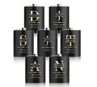 7 Pieces Personalised Hip Flasks for Groomsmen Gifts, 8oz Engraved Alcohol Flasks for Wedding, Customised Whisky Hip Flask for Bachelor Stag Party, Father of The Bride Gifts (Black)