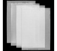 7 Pieces Plastic Mesh Canvas Sheets for Embroidery Crafting, Plastic Needlepoint Canvas, Fursuit Eye Mesh for Crafts DIY, Knit Crochet Projects?Cross-Stitch, Bag Making(White)