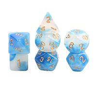 7 Pieces Polyhedral Dice Party Game Dice Game for DND Table Game Star Blue, blue sky