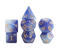 7 Pieces Polyhedral Dice Party Game Dice Game for DND Table Game Star Dark Blue, galaxy
