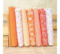 7 Pieces Pre-Cut Cotton Fabric Bundle, 25x25cm Assorted for DIY Quilting Sewing Crafts, Soft Thick Tabby Cloth for Making Bags Handkerchiefs Home Decor Projects Brown Orange Blue Green Red(Orange)
