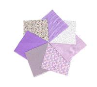 7 Pieces Purple Floral Fabric Bundles for Sewing,25cm Square Cotton Fabric for Quilting