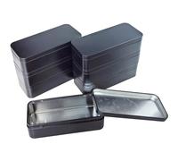 7 Pieces Rectangular Metal Empty Tins Containers, Black, 15 x 7 x 4 cm