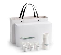 7 Pieces Retro Ceramic Sake Set, Chinese Landscape Painting Traditional Sake Cup Set, High Quality Gift Box, Best Gift for Family and Friends, with 6 Mugs