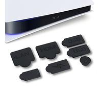 7 Pieces Silicone Dust Plugs Compatible with Ps5 Digital & Disc Edition Console Dust Cover, USB HDMI Interface Type A/C LAN Port Dustproof Protector Plug-Black(A)