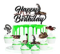 7 Pieces Snake Cake Toppers Reptile Theme Happy Birthday Decorations Set, Snake Theme Party, Reptile Theme Party for Boys and Girls, Pet Snake Birthday Party Decorations. SugarGera