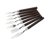 7 Pieces Stainless Steel Spatula Tool Set Wood Handle Paint Scraper Tool for Oil Painting Color Mixing Blending